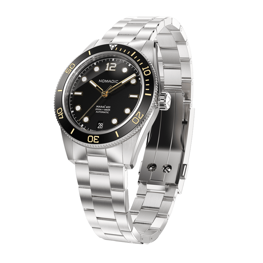 Classic Black and Gold - Maraí 401 Compact - 36mm Dive Watch (2026 Edition)