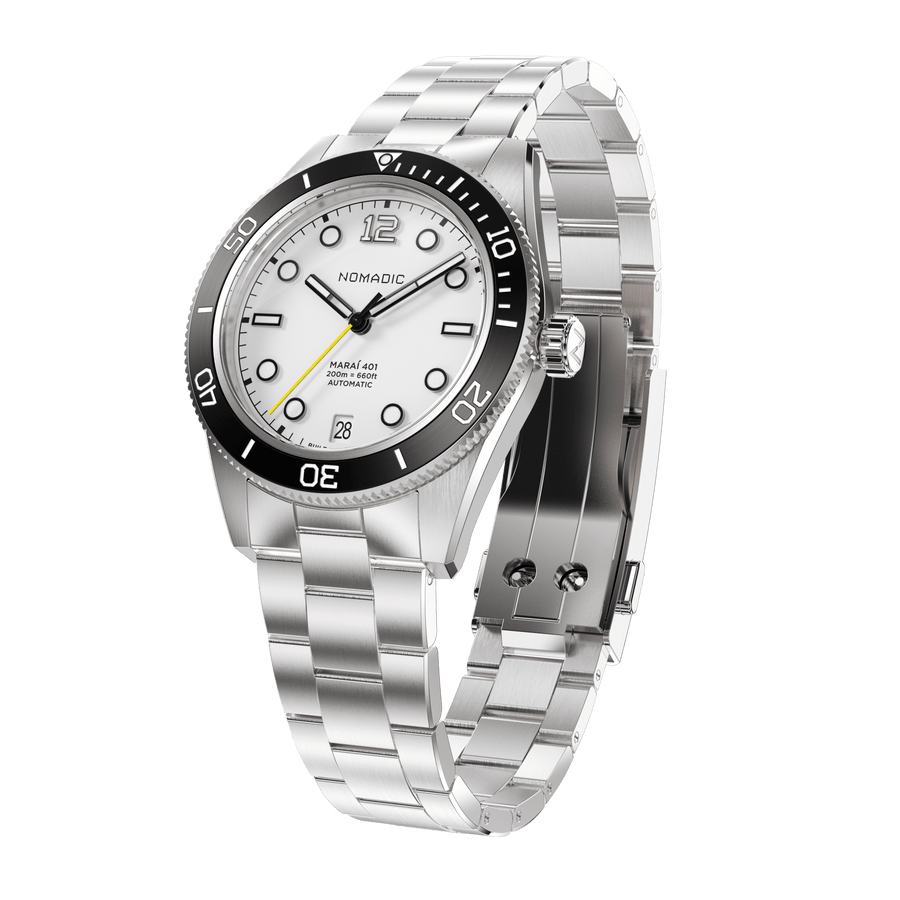 Navigator White - Maraí 401 Compact - 36mm Dive Watch (2026 Edition)