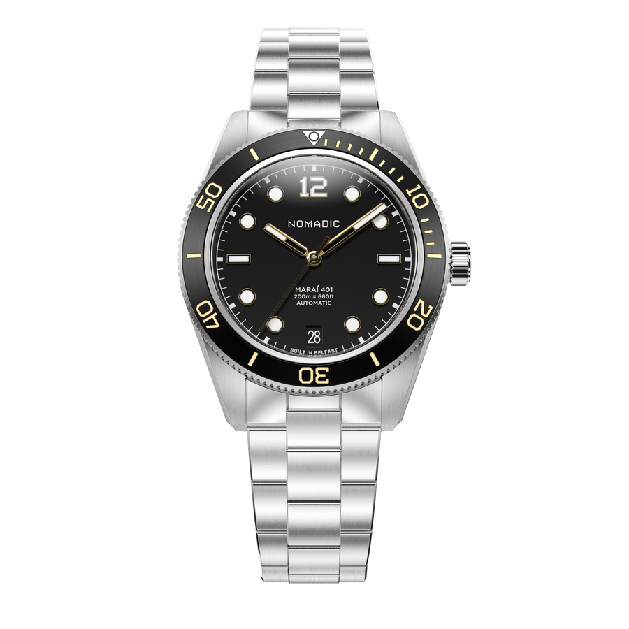 Classic Black and Gold - Maraí 401 Compact - 36mm Dive Watch (2026 Edition)