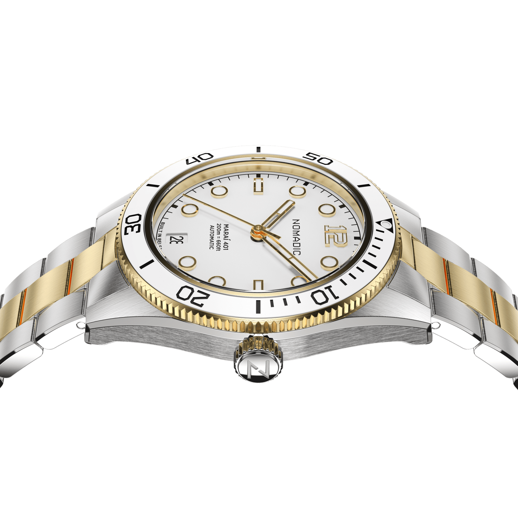 White & Gold - Maraí 401 Prestige Compact - 36mm 18K Gold Dive Watch (2026 Edition)