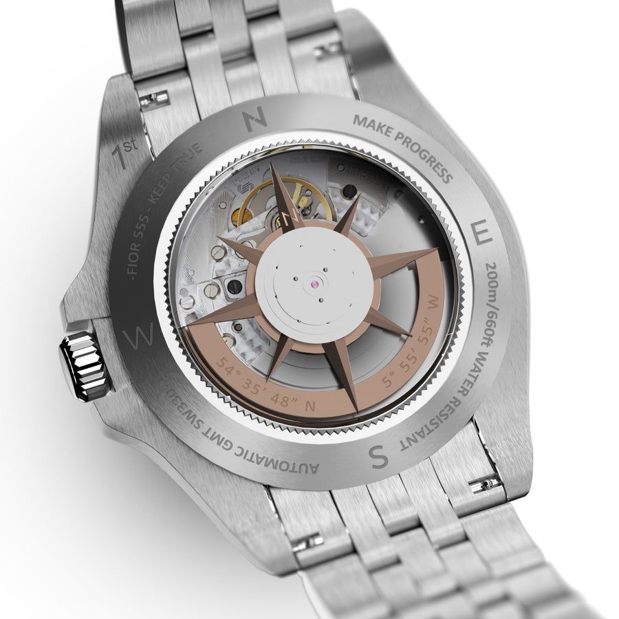Fíor 555 - GMT Watch (41mm) - Pitch Black and Grey