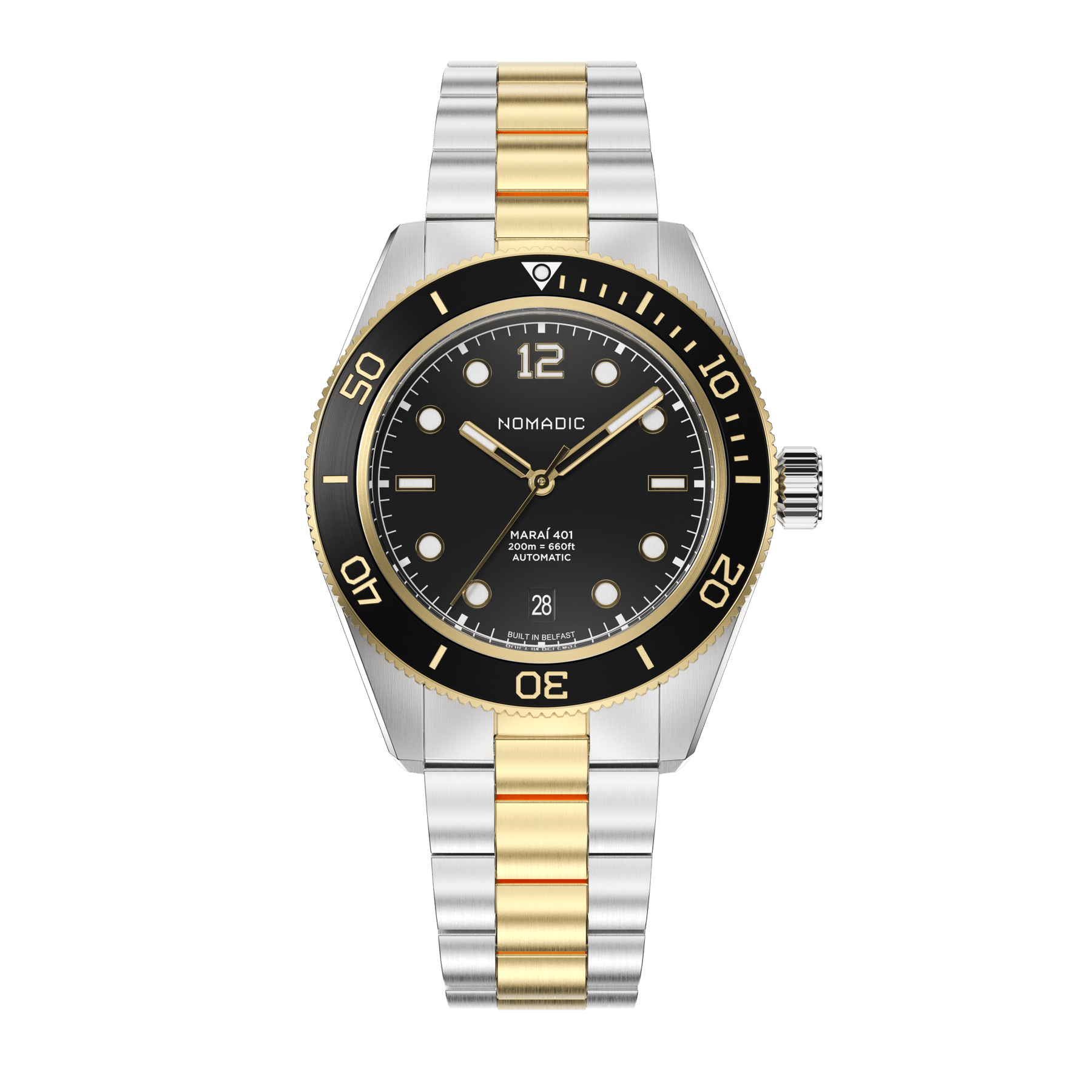 Classic Black and Gold - Maraí 401 Prestige - 40mm 18K Gold Dive Watch (2026 Edition)