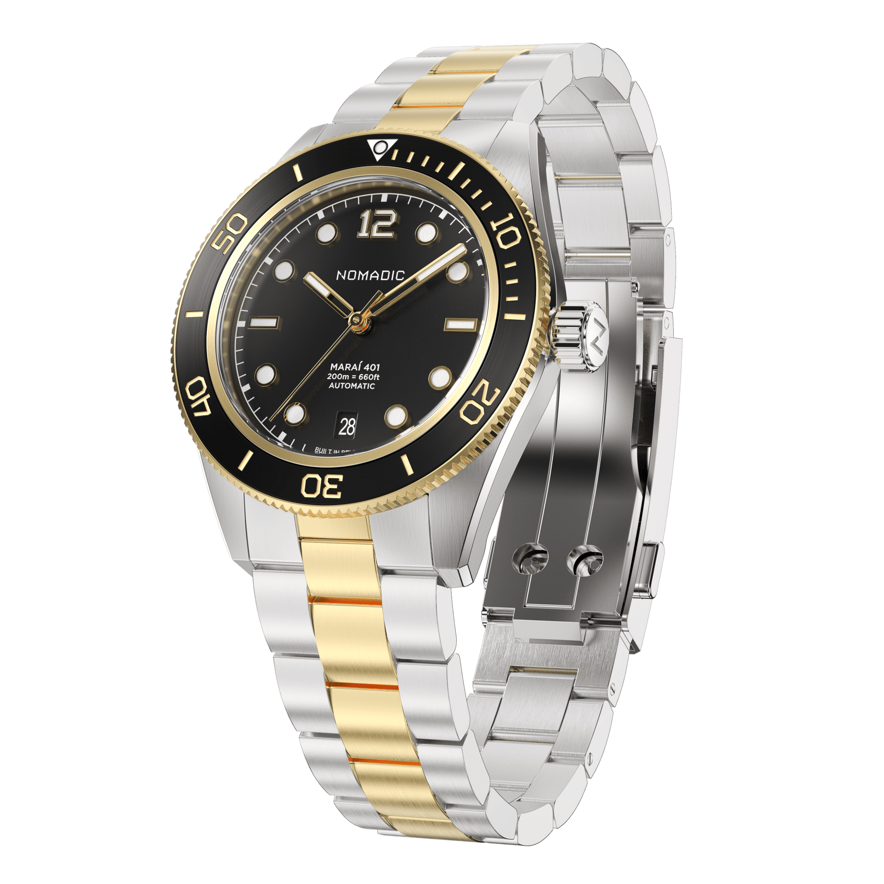 Classic Black and Gold - Maraí 401 Prestige - 40mm 18K Gold Dive Watch (2026 Edition)