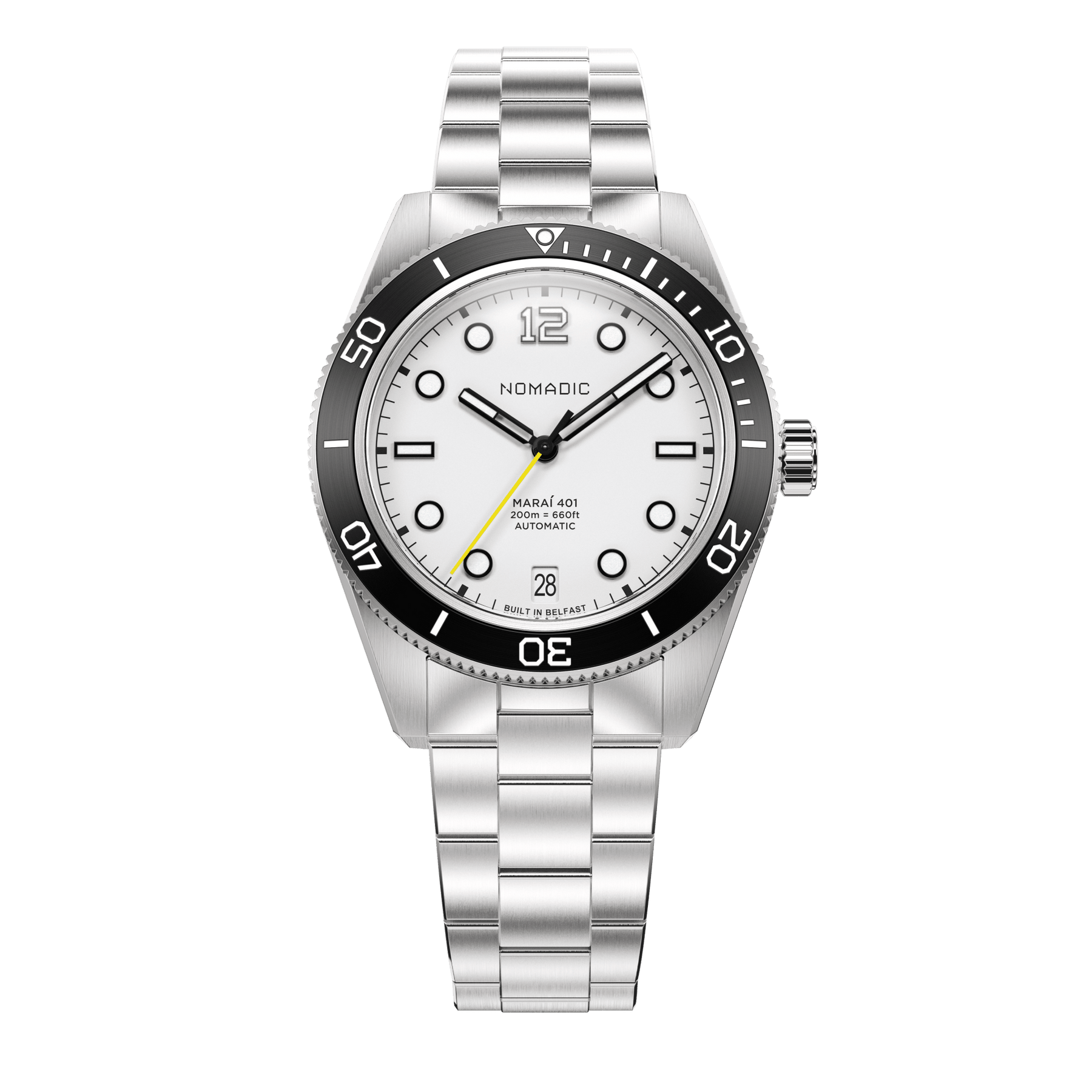Navigator White - Maraí 401 Compact - 36mm Dive Watch (2026 Edition)