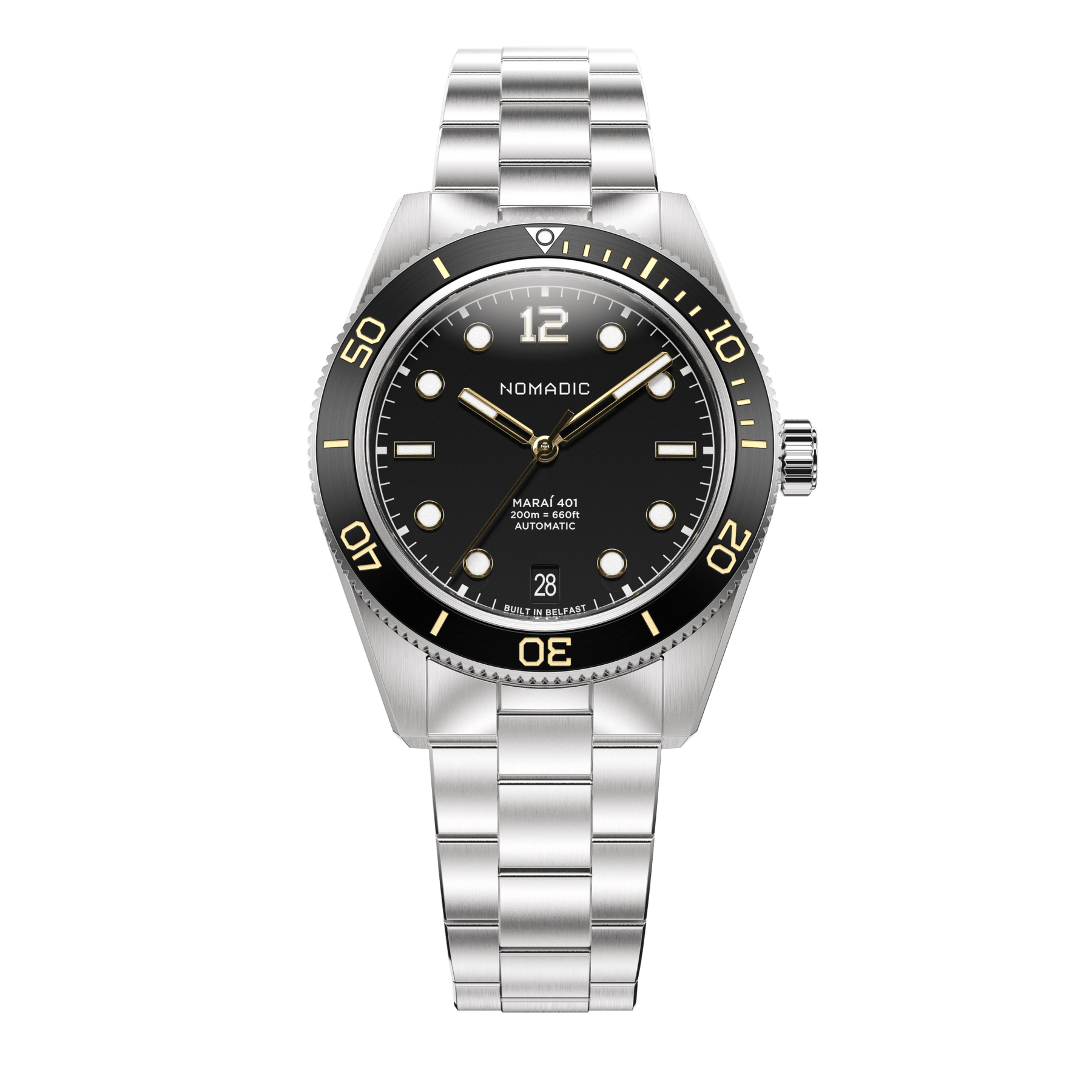 Classic Black and Gold - Maraí 401 Compact - 36mm Dive Watch (2026 Edition)