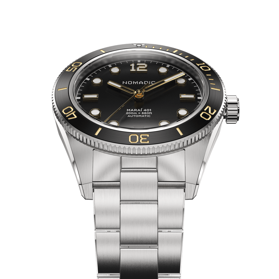 Classic Black and Gold - Maraí 401 Compact - 36mm Dive Watch (2026 Edition)