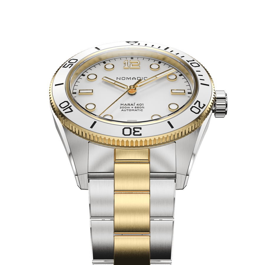 White & Gold - Maraí 401 Prestige Compact - 36mm 18K Gold Dive Watch (2026 Edition)