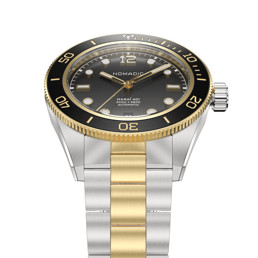 Classic Black and Gold - Maraí 401 Prestige - 40mm 18K Gold Dive Watch (2026 Edition)