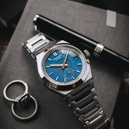 Cíor 928 - Ocean Blue with diamonds - Luxury Sports Watch (36mm)