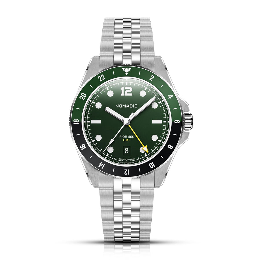 Fíor 555 - GMT Watch (41mm) - Emerald Abyss
