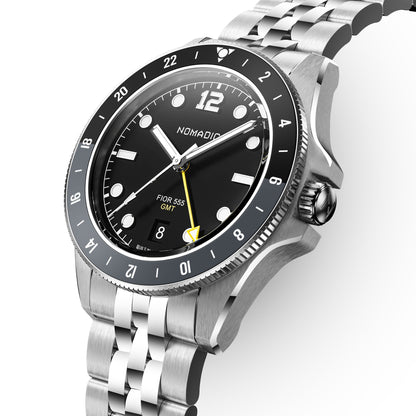 Fíor 555 - GMT Watch (41mm) - Pitch Black and Grey