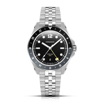 Fíor 555 - GMT Watch (41mm) - Pitch Black and Grey