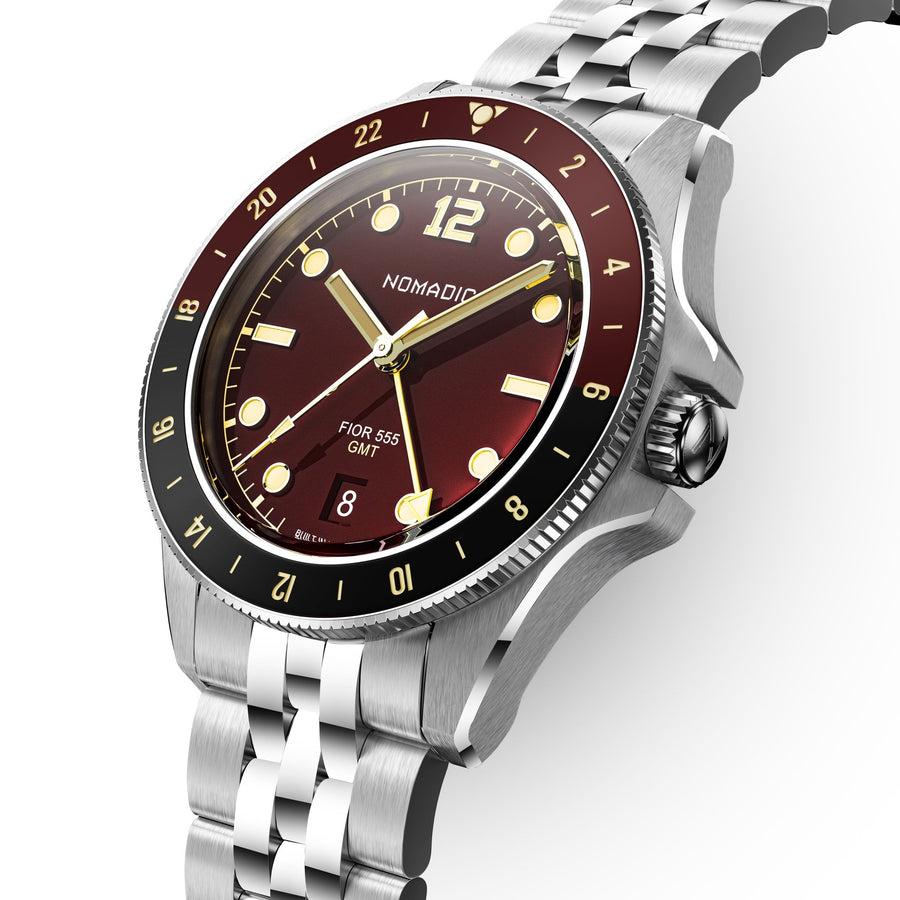 Fíor 555 - GMT Watch (41mm) - Crimson Dawn