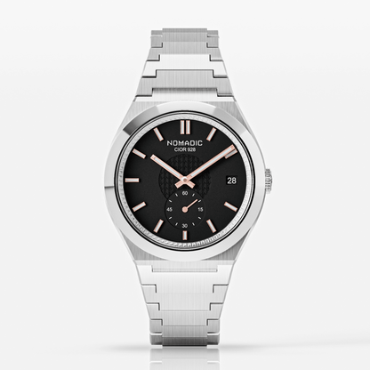 Cíor 928 - Luxury Sports Watch (36mm) - Black and Rose Gold with Diamonds